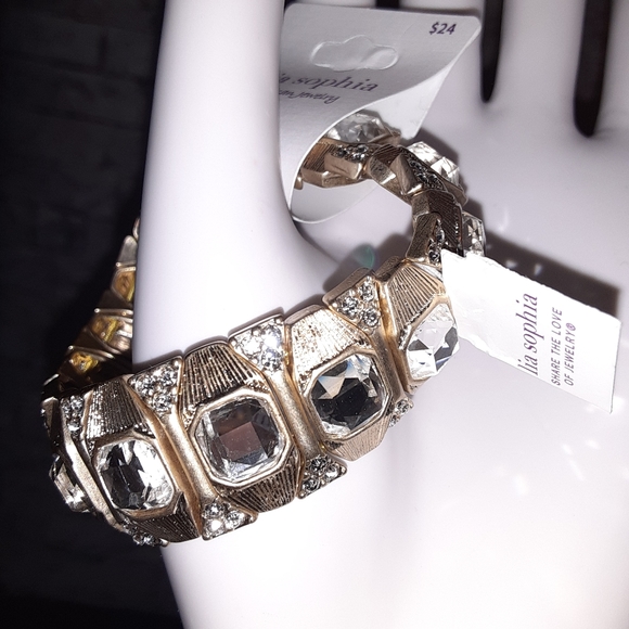 LIA SOPHIA GOLD TONE STRETCH BRACELET - Picture 6 of 8